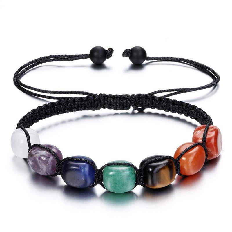 7 chakra bracelet七彩天然石手链虎眼石玛瑙水晶瑜伽手串– Artifact